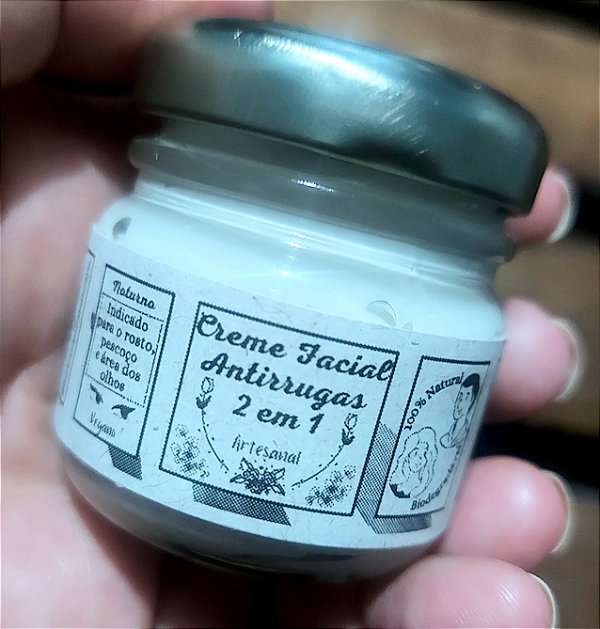 Creme Facial 2 em 1 Clareador Antirrugas Natural Vegano 40 ml