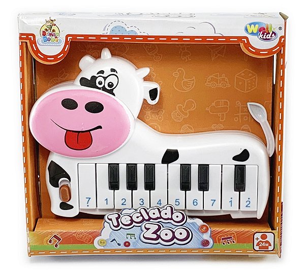 Teclado Piano Musical Vaquinha Zoo Animais Infantil