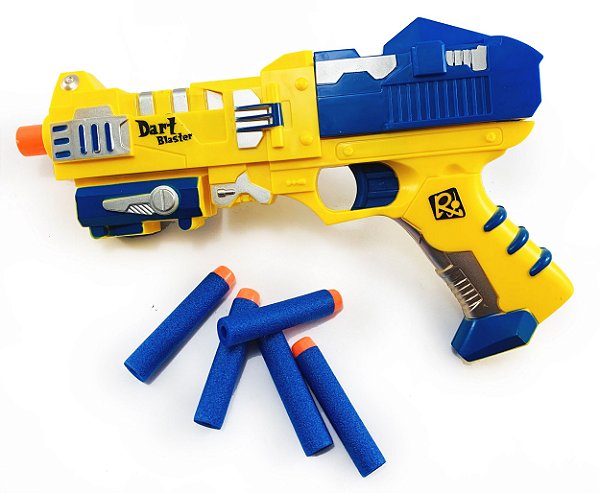 Pistola Nerf Colorida com 6 Dardos de Espuma Brinquedo