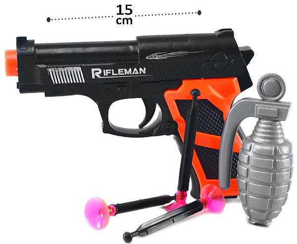 Kit Policial Com 1 Pistola 3 Dardos e 1 Granada Brinquedo Infantil