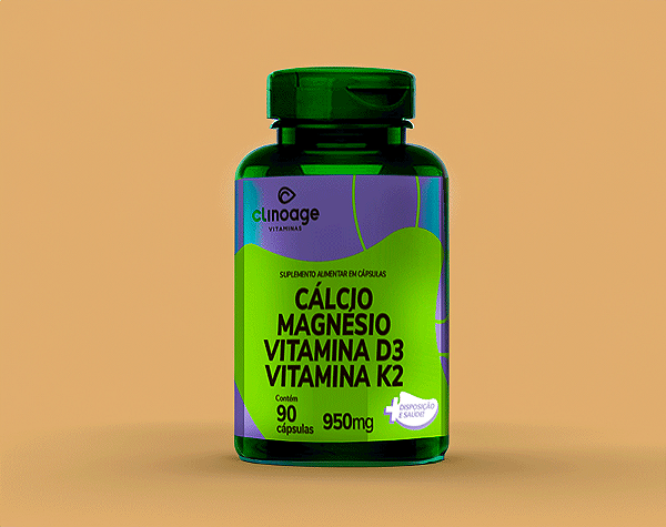 Cálcio, Magnésio, Vitamina D3 e Vitamina K2 Clinoage