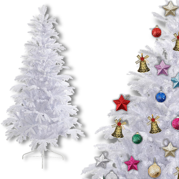 Árvore Pinheiro De Natal 1,80m 320 Galhos Branca Tradicional
