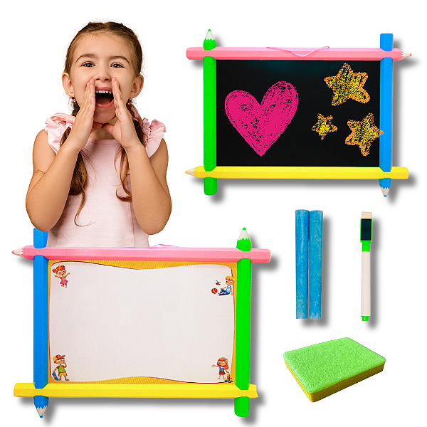 Lousa Quadro Dupla Face 2 Em 1 Branco/negro Interação Divertida para as Crianças