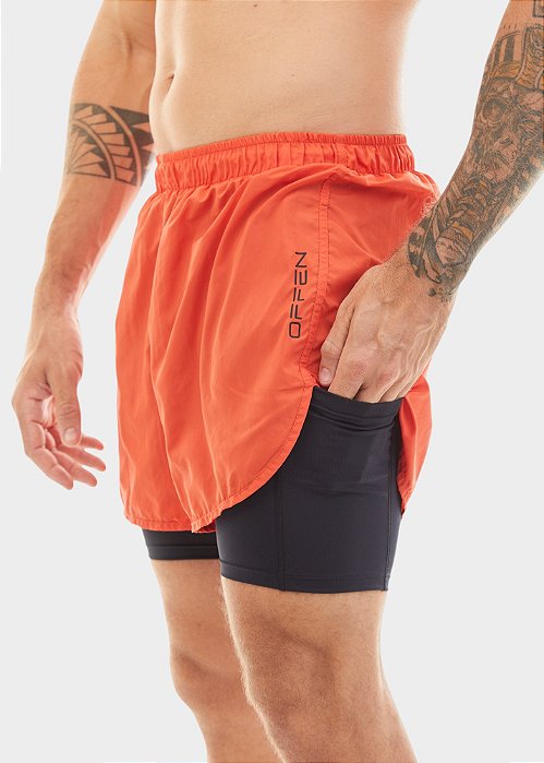 Short Masculino Move Duplo Laranja