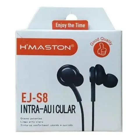Fone de Ouvido In-ear H'maston EJ-S8 Preto Com Microfone