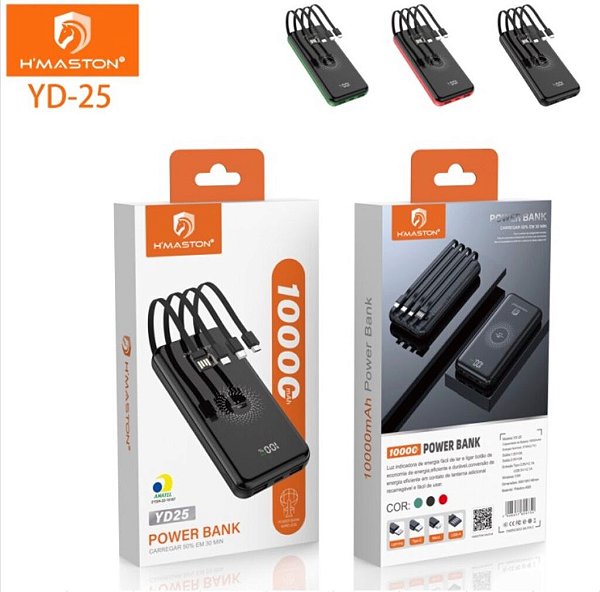 Power Bank Carregador Portátil 10000mAh USB Duplo INDUÇÃO