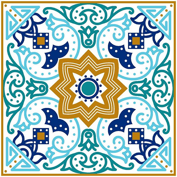 Adesivo de Azulejo Vibrante Moroccos 20x20 cm (25 unidades)