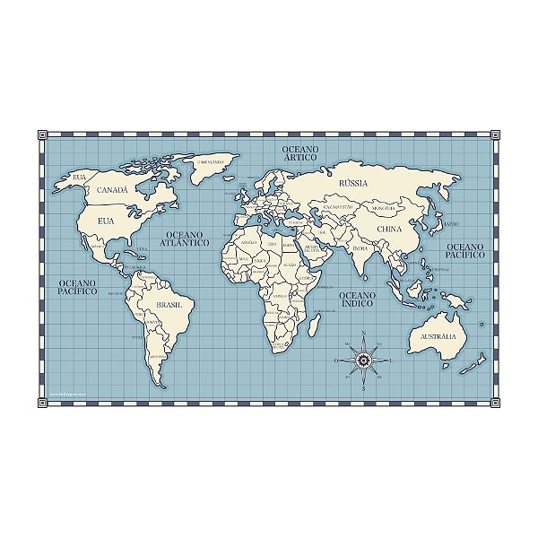 Adesivo de Parede - Mapa Mundi
