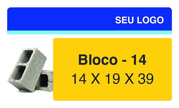 PLACA BLOCO 14 X 19 X  39 - PIB 15 - PERSONALIZADA