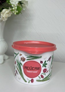 Tupper Redondinha Floral Açúcar