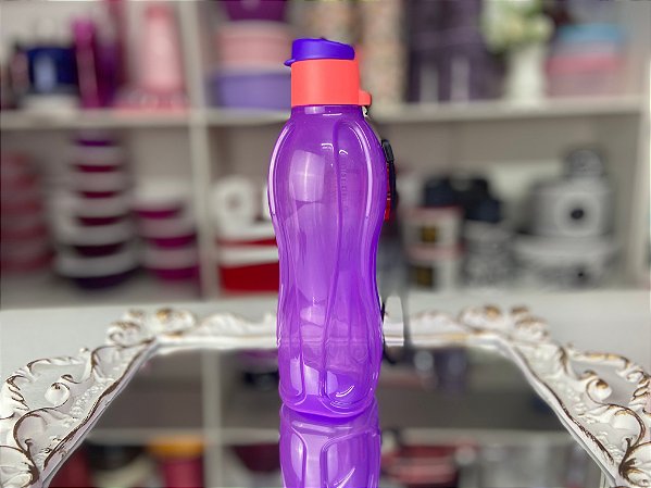 ECO TUPPER ROXA COM TAMPA LARANJA FLUORESCENTE