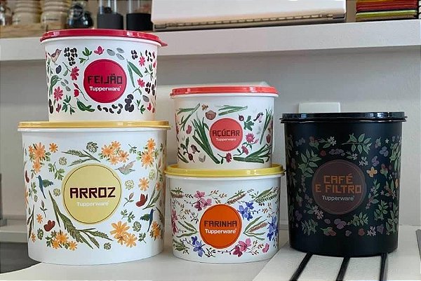 Conj Tupper Caixas Floral