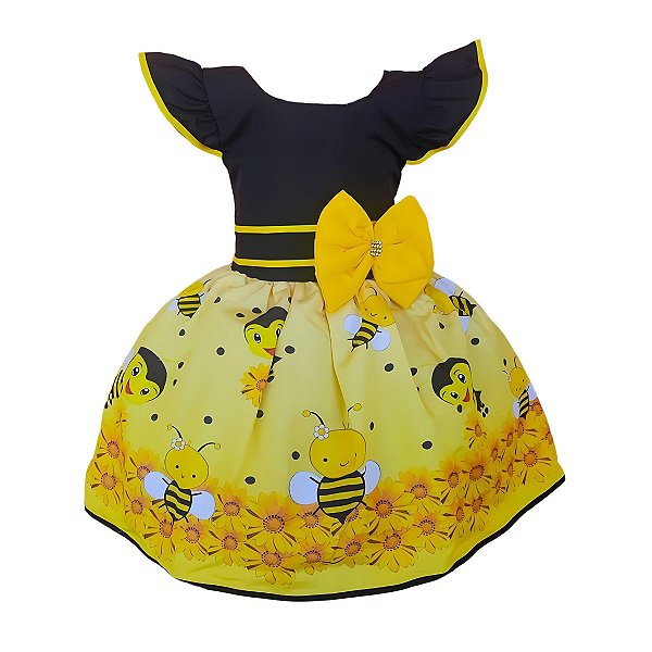 Vestido Temático Luxo Abelhinha