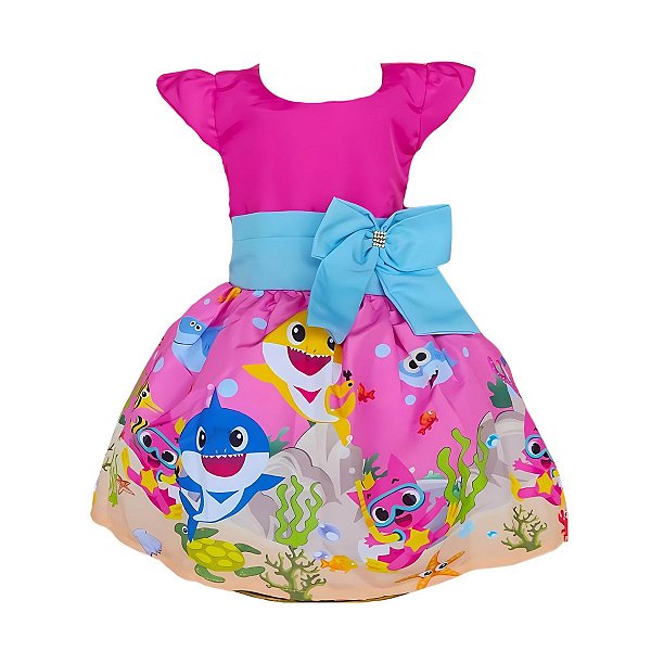 Vestido Temático Luxo Baby Tubarão Rosa