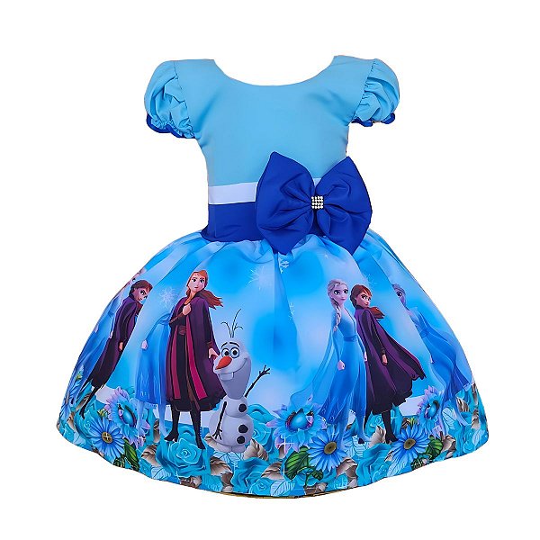 Vestido Temático Luxo Frozen Flores