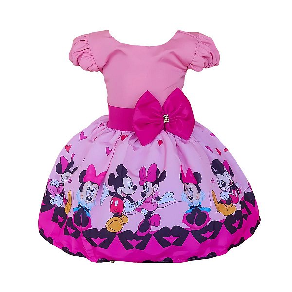 Vestido Temático Luxo Minnie Rosa