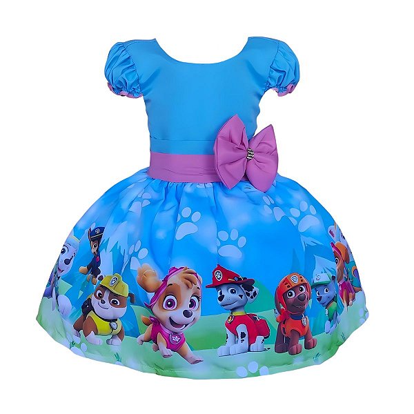 Vestido Temático Luxo Patrulha Canina Azul