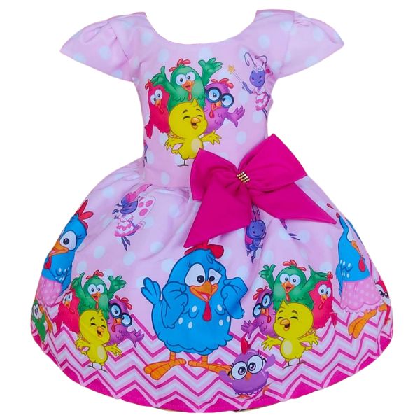 Vestido Temático Super Luxo Galinha Pintadinha Rosa