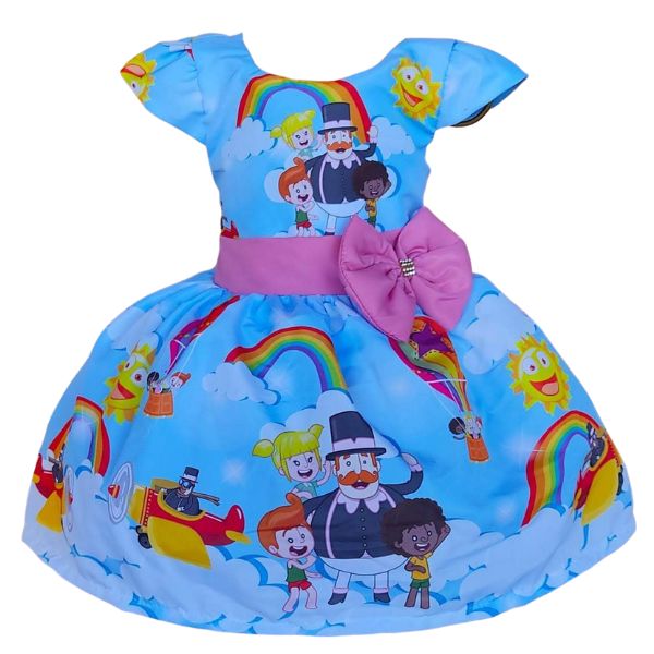 Vestido Temático Super Luxo Mundo Bita Azul