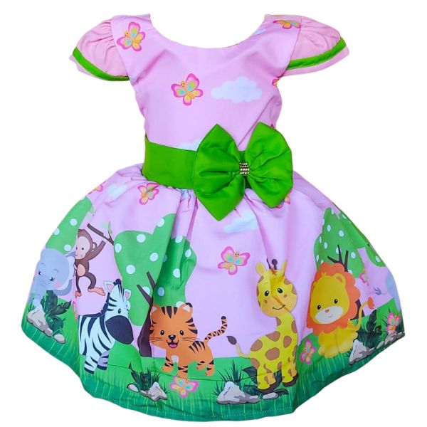 Vestido Temático Super Luxo Safari Rosa