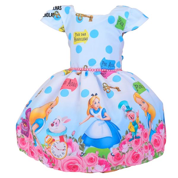 Vestido Temático Super Luxo Alice Pérolas