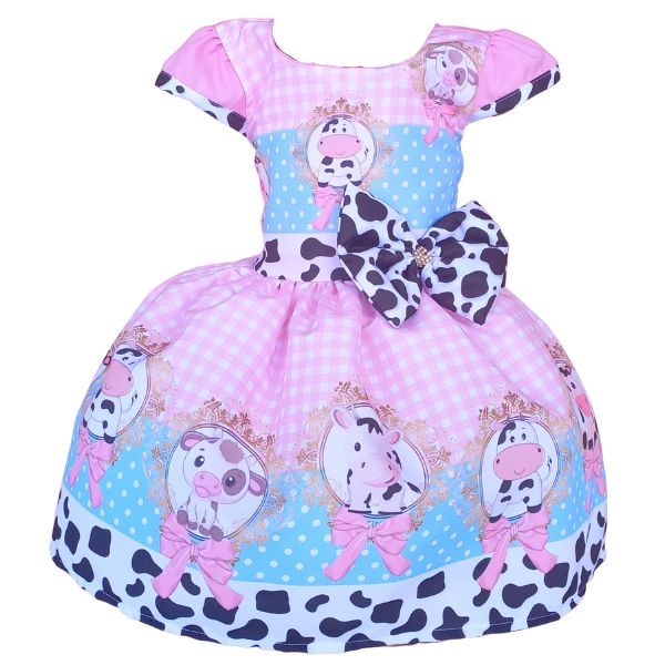 Vestido Temático Super Luxo Fazendinha Vaquinha