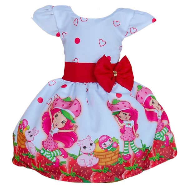Vestido Temático Super Luxo Moranguinho Branco
