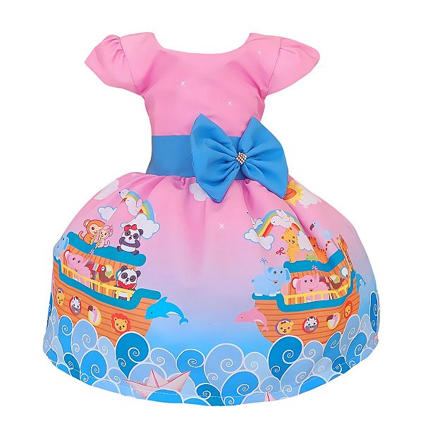 Vestido Temático Super Luxo Religioso Arca De Noé Rosa