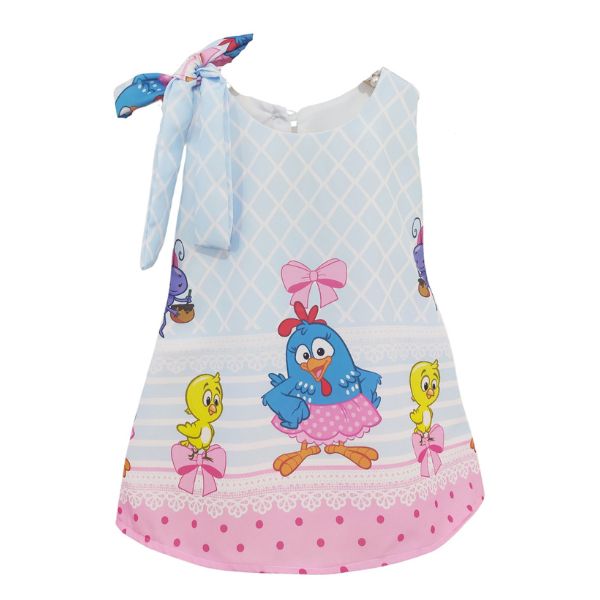 Vestido Trapézio Regata Galinha Pintadinha Infantil Festa