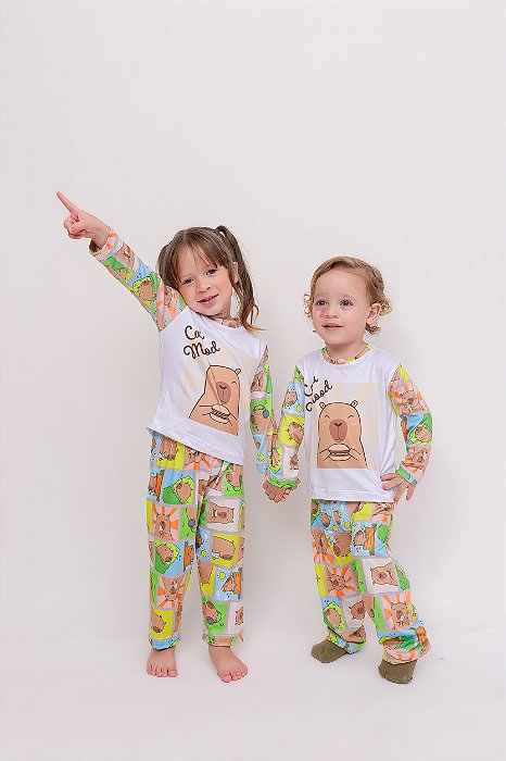 Pijama Infantil Longe Capivara Inverno Verão Leve