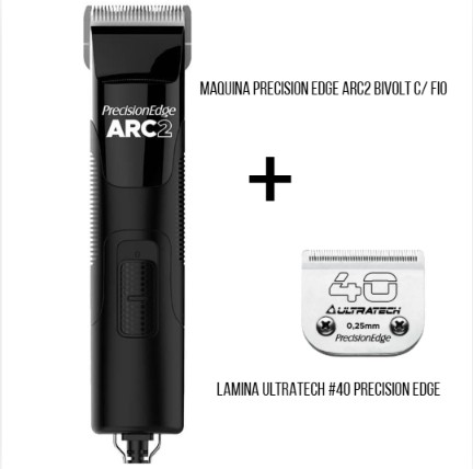 KIT MAQUINA PRECISION EDGE ARC2 BIVOLT C/ FIO COM LAMINA ULTRATECH #40 PRECISION EDGE
