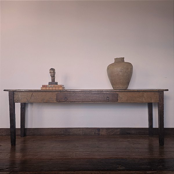 Mesa de Encostar c/ Gavetão Central, Séc. XIX - 53x246cm (L x C)