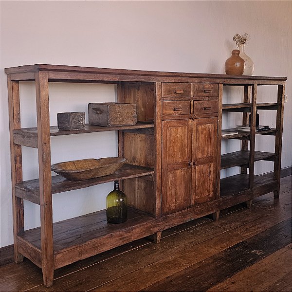 Bancada de Oficina Antiga, 4 Gavetas, Anos 30/40 - 304x51cm (L x P)