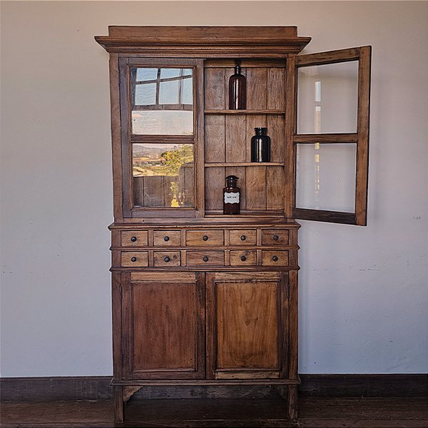 Armário de Farmácia Mineiro com Vitrine, Anos 40 - 100x26x206cm