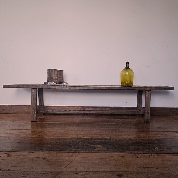 Banco Rústico em Madeira com Travessas, Séc. XX - 2,15m