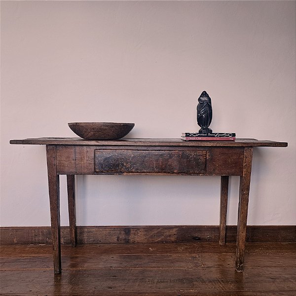 Mesa de Apoio Rústica com Gaveta, Séc. XIX - 156x58cm (L x P)