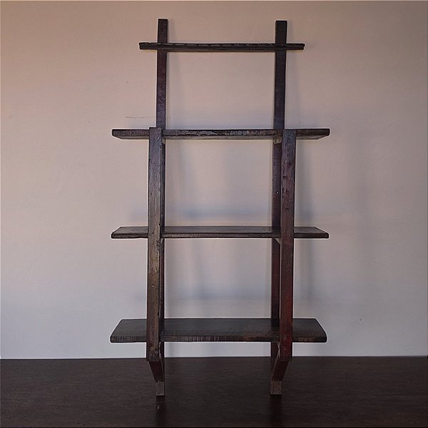 Estante Rústica em Vermelho Vinho, Início Séc. XX - 87x29x168cm