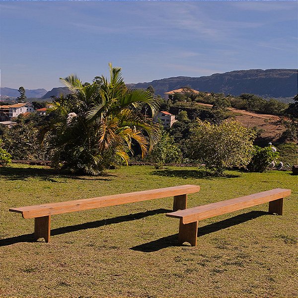 Par de Banco de Madeira com Pés Curvados - 390x23x452cm