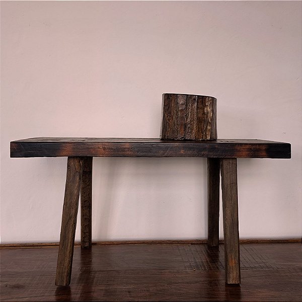 Banqueta Rústica com Pés Inclinados, Início do Séc. XX - 91x36x46cm
