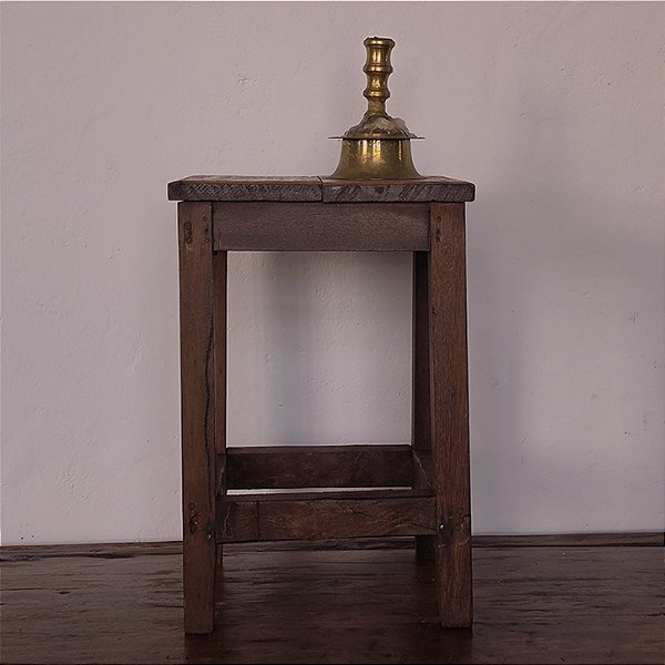 Banquinho Caipira Quadrado, Séc. XX - 30x30x44cm