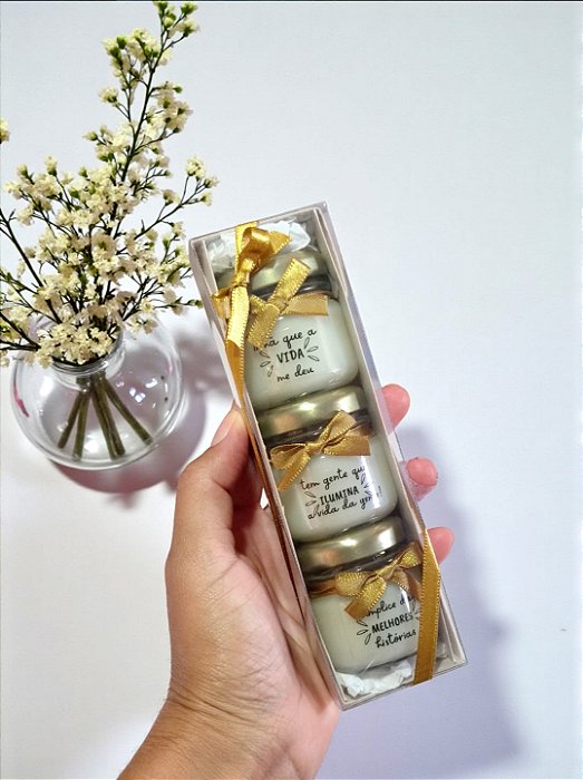 Trio Velas Aromáticas Frases