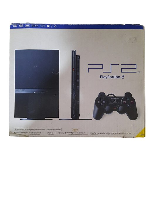 PLAYSTATION 2 SLIM - CAIXA ORIGINAL/ SERIAL DIFERENTE - USADO - CONSOLE