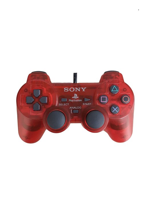 CONTROLE SONY PS2 TRANSLUCIDO VERMELHO - USADO