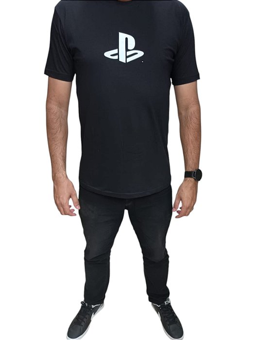 CAMISETA SÍMBOLO PLAYSTATION - PRETA (M)
