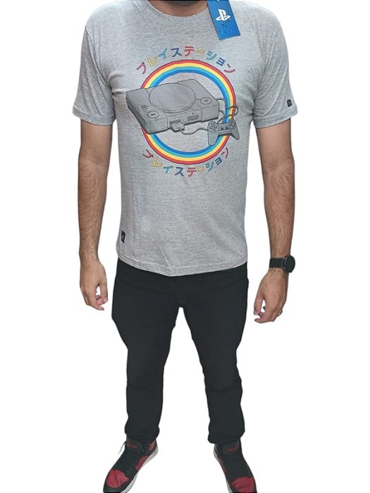 CAMISETA PLAYSTATION CLASSIC - CINZA CLARO (M)