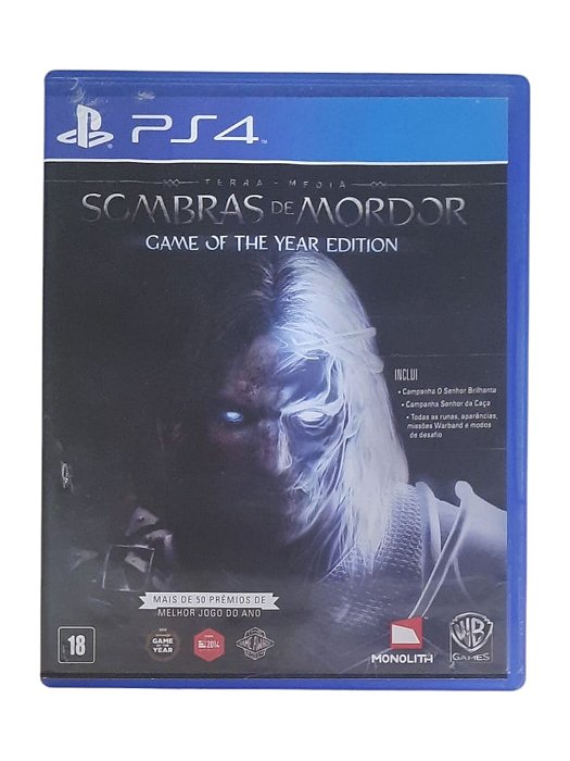 SOMBRAS DE MORDOR - GAME OF THE YEAR EDITION - C/ DETALHES - USADO - PS4