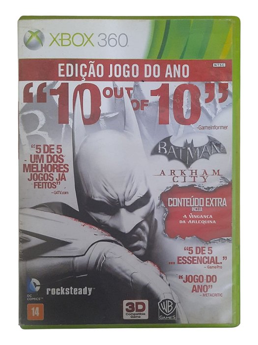 EDIÇÃO JOGO DO ANO: BATMAN ARKHAM CITY - DVD DUPLO - USADO - XBOX 360