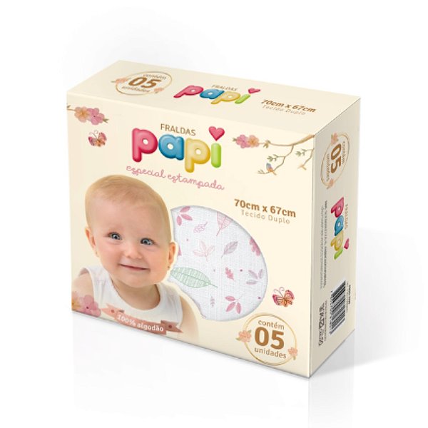 Fralda Papi especial estampada com  bainha