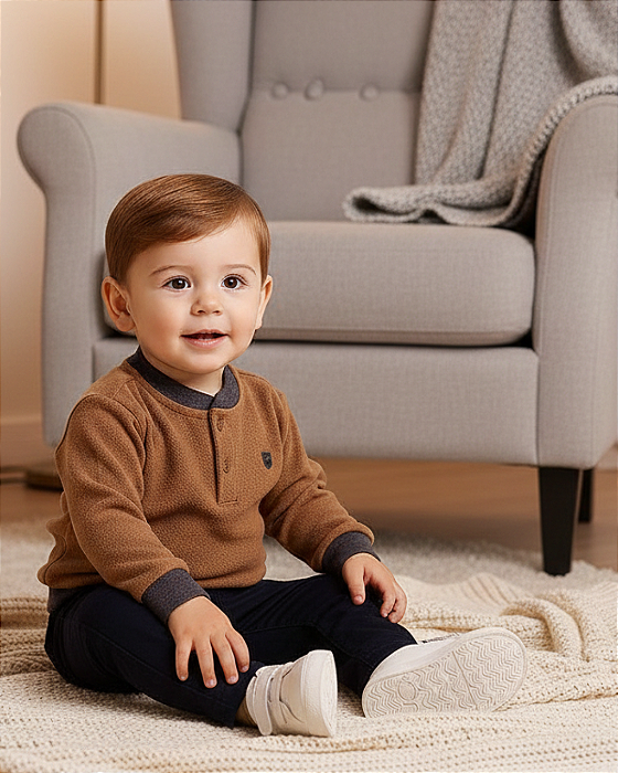 Conjunto Bebê Masculino Blusa Tricot e Calça Paraíso 14794