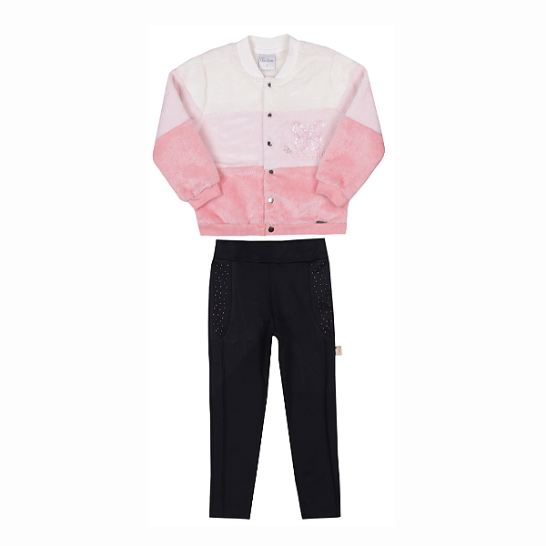 Conjunto Feminino Infantl Casaco bordado calça Paraiso 14799